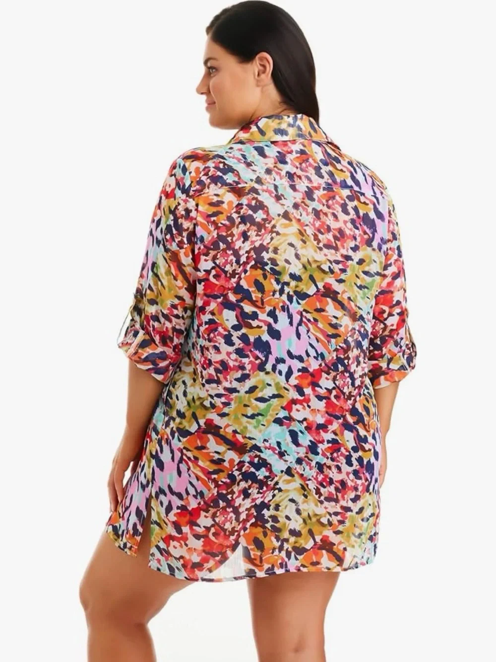 Bleu Rod Beattie Party Animal Chiffon Shirt Multi, NWT